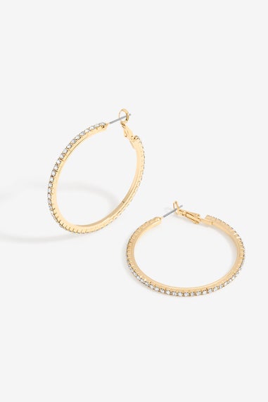 Mood Gold Crystal Cupchain Fine Hoop Earrings