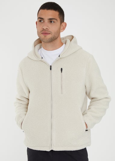 Threadbare Natural Zip Through Borg Hoodie