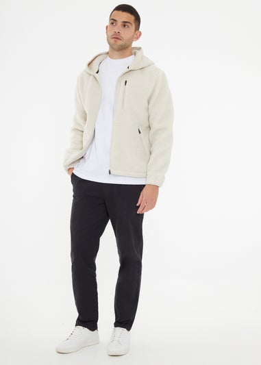 Threadbare Natural Zip Through Borg Hoodie