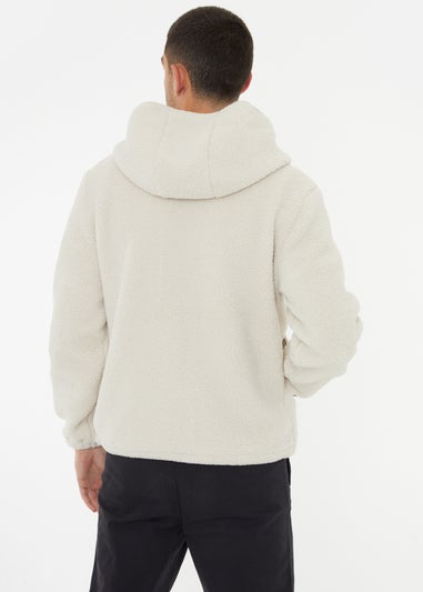 Threadbare Natural Zip Through Borg Hoodie