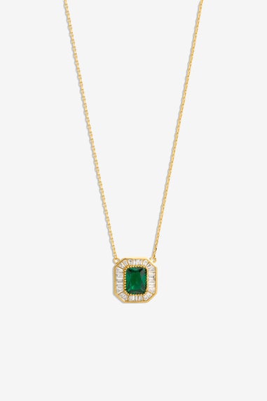 Jon Richard Gold Plated And Emerald Baguette Pendant  - Gift Box