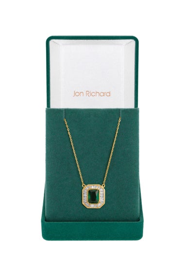 Jon Richard Gold Plated And Emerald Baguette Pendant  - Gift Box