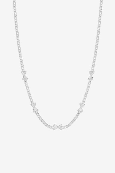 Jon Richard Silver Plated Crystal Bow Necklace