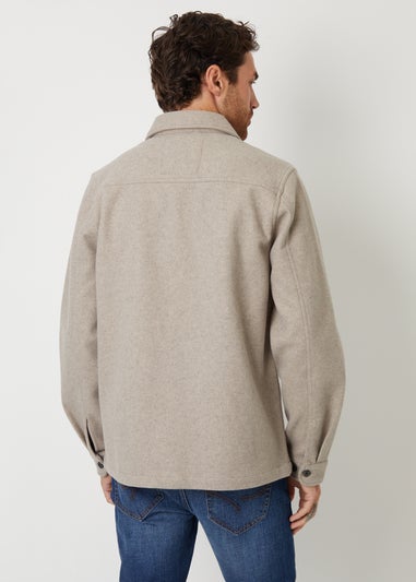 Threadbare Stone Faux Wool Button Up Shacket