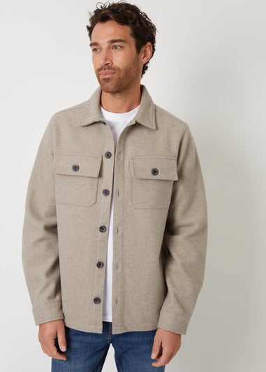 Threadbare Stone Faux Wool Button Up Shacket