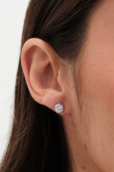 Jon Richard Rhodium Plated Cubic Zirconia Round Stud Earrings