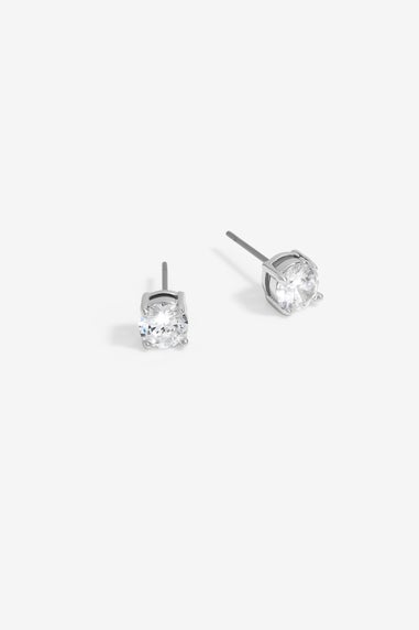 Jon Richard Rhodium Plated Cubic Zirconia Round Stud Earrings