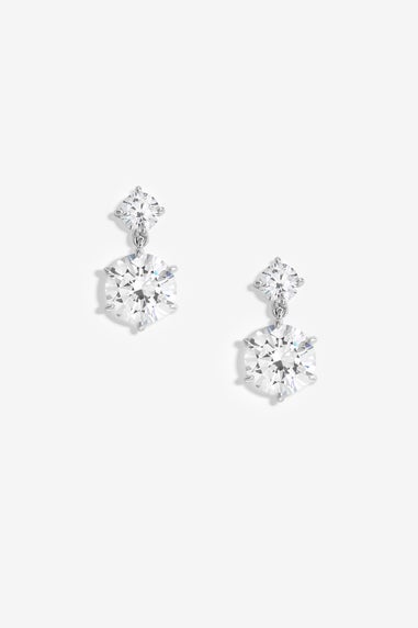 Jon Richard Silver Plated Double Bessel Drop Earrings