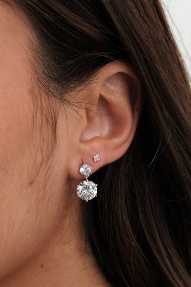 Jon Richard Silver Plated Double Bessel Drop Earrings