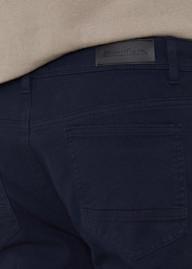 Threadbare Navy Straight Leg Cotton Canvas Trousers With Stretch