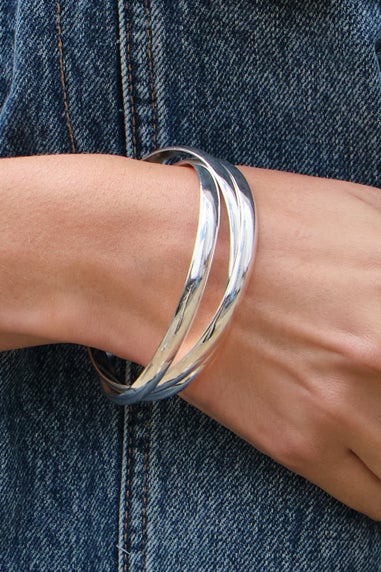 Jon Richard Silver Plated Interlock Bangles