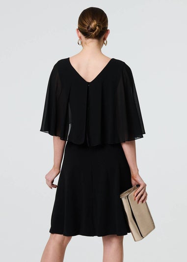 Izabel London Black Belt Detail 1/2 Batwing Sleeve Dress