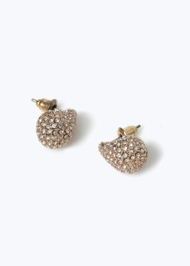 Muse Gold Crystal Domed Earrings