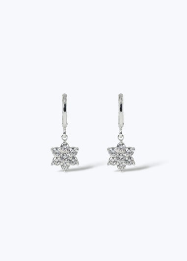 Silver Snowflake Drop Earrings