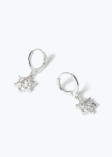 Silver Snowflake Drop Earrings