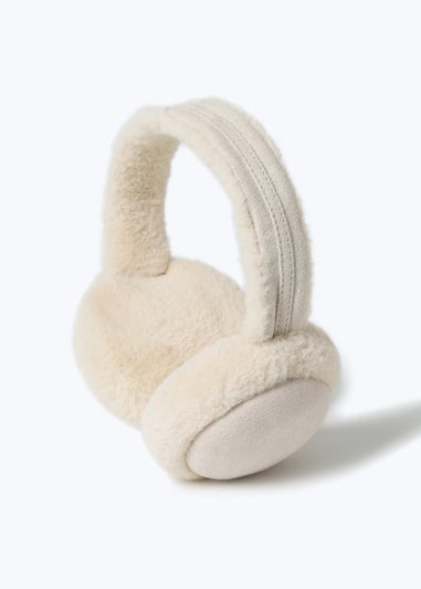 Muse Cream Suede Faux Fur Ear Muffs