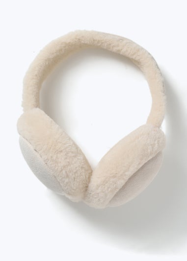 Muse Cream Suede Faux Fur Ear Muffs