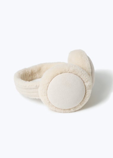 Muse Cream Suede Faux Fur Ear Muffs