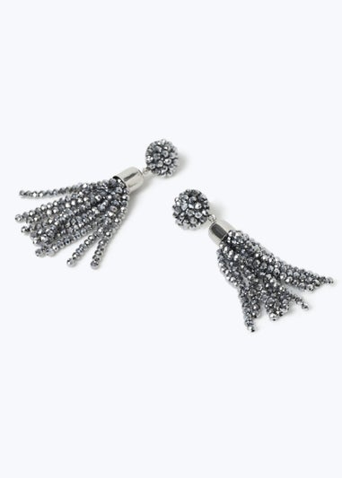 Silver Metallic Facet Drop Earrings