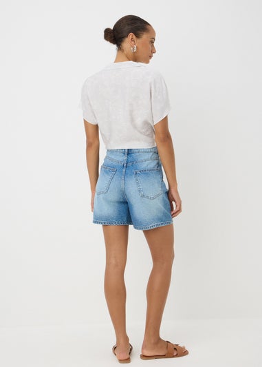 Blue Mid Wash High Waisted Denim Shorts