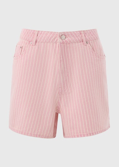 Pink Stripe High Waist Shorts