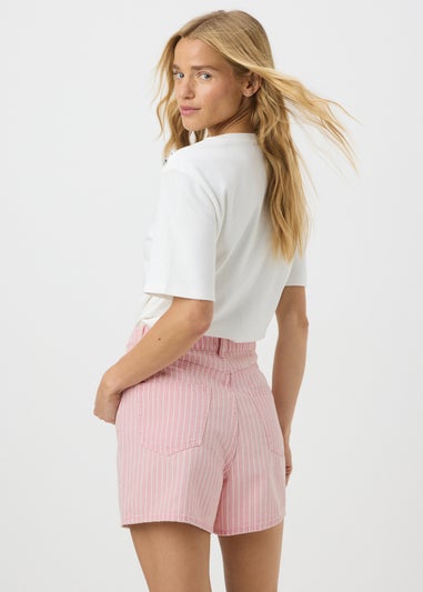 Pink Stripe High Waist Shorts