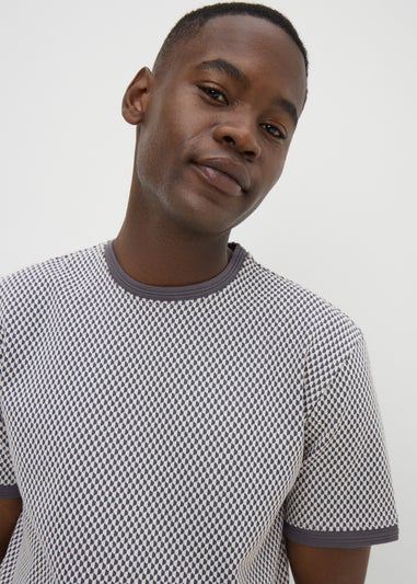 Charcoal Smart Jacquard Checker T-Shirt