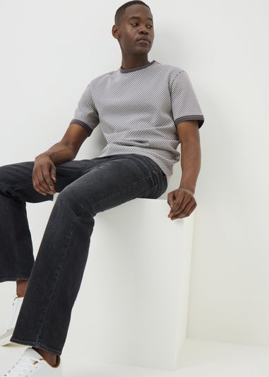 Charcoal Smart Jacquard Checker T-Shirt