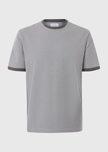 Charcoal Smart Jacquard Checker T-Shirt