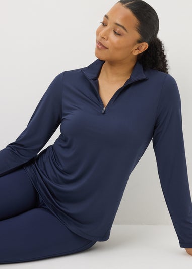 Souluxe Navy Half Zip Top