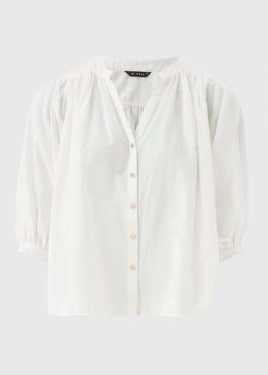 Et Vous White Cotton Blouson Sleeve Blouse