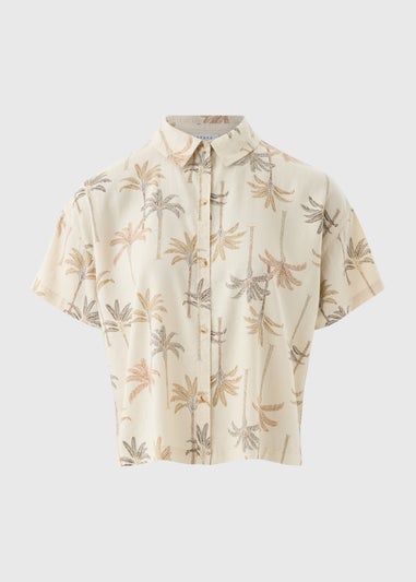 Taupe Linen Blend Palm Shirt