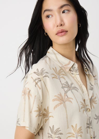 Taupe Linen Blend Palm Shirt