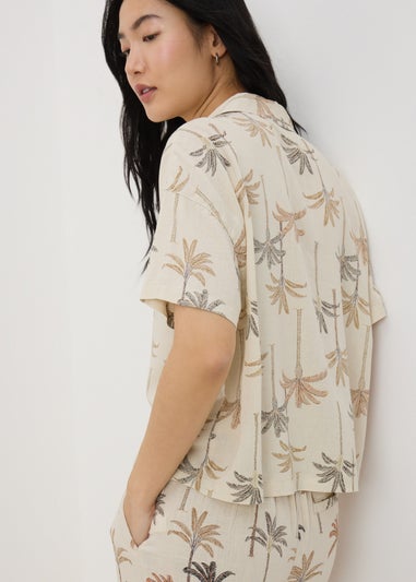 Taupe Linen Blend Palm Shirt