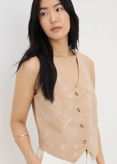 Brown Embroidered Waistcoat