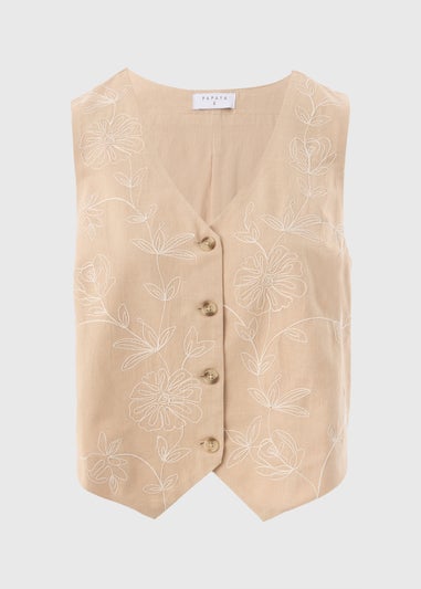 Brown Embroidered Waistcoat
