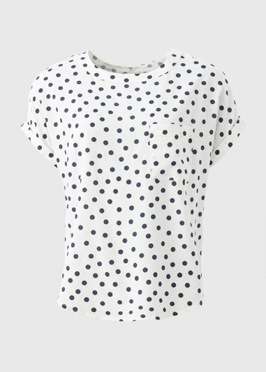 Navy Spot Print Pocket Box Top