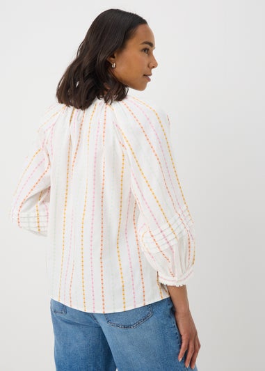 White Multi Stripe Dobby Blouse
