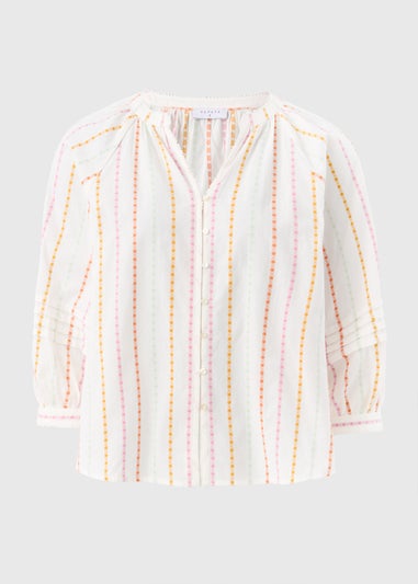 White Multi Stripe Dobby Blouse