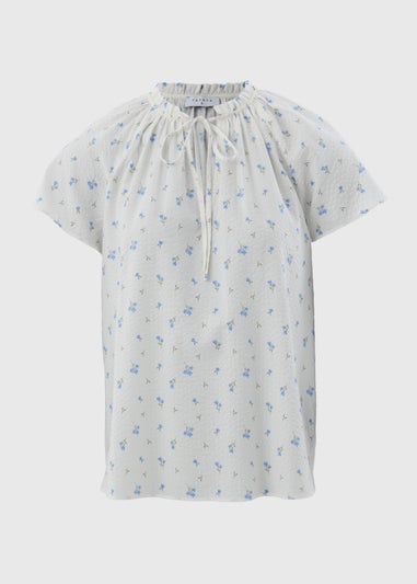 Cream Ditsy Floral Boho Blouse