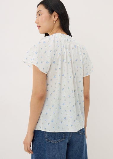 Cream Ditsy Floral Boho Blouse