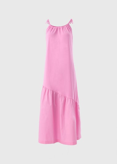 Pink Asymmetric Tiered Cami Maxi Dress