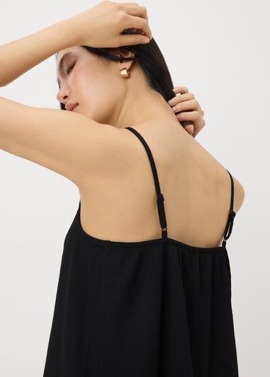 Black Crinkle Cami Mini Dress