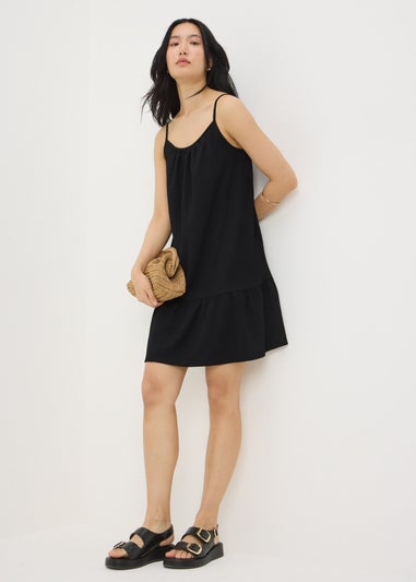 Black Crinkle Cami Mini Dress