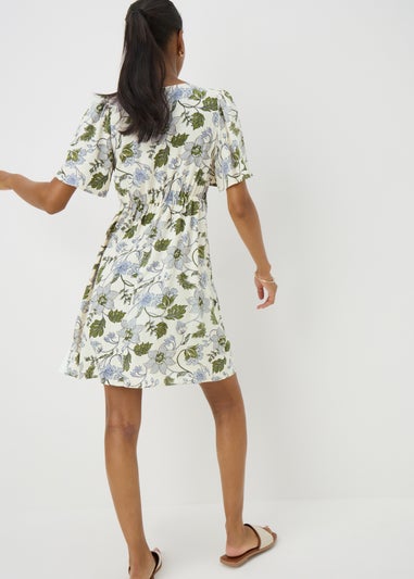 Blue Floral Mini Tea Dress