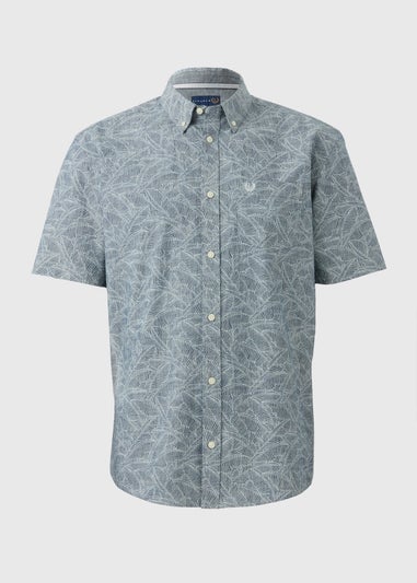 Lincoln Navy Chambray Leaf Print Shirt