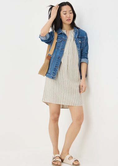 Stone Stripe Linen Blend Shift Dress