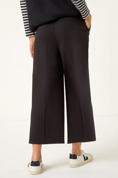 Roman Black Pocket Detail Stretch Waist Culottes