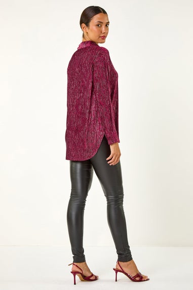 Roman Wine Shimmer Textured Stretch Shirt