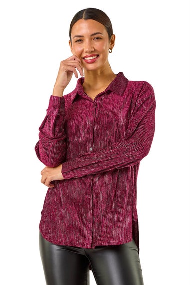 Roman Wine Shimmer Textured Stretch Shirt